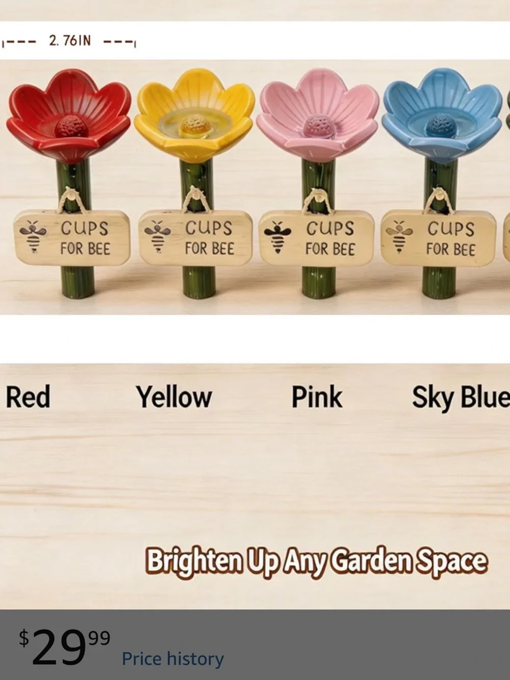 Set of 8 Cups for Bee Resin Flower Bee Watering Cups - Pink, Blue, Yellow, Red